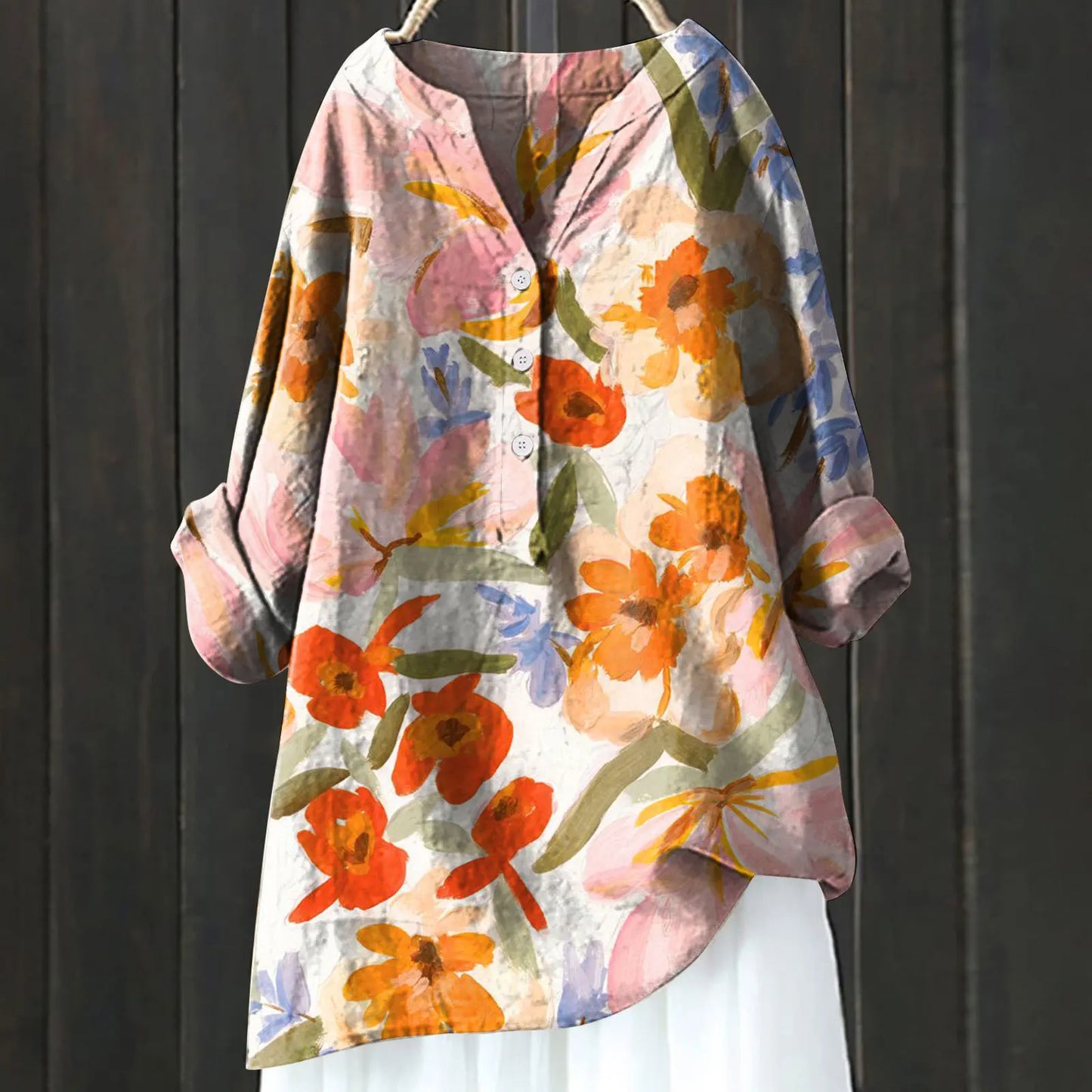 ISALINE IN LANGE BLOEMENBLOUSE