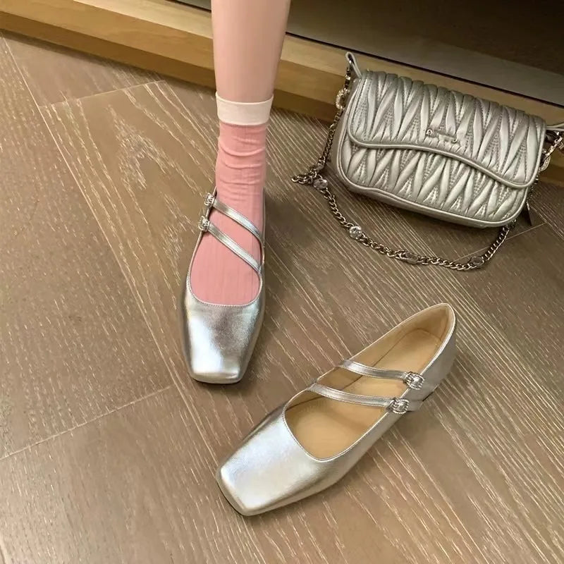 Chique dubbele riem ballerina's