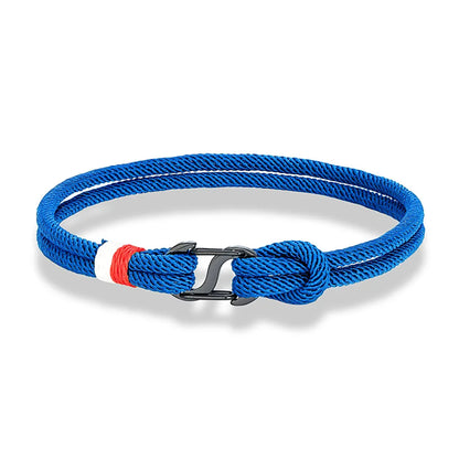 Aegir Nautische Touw Armband – Dubbele Draad Surfer Stijl met Zwarte Roestvrijstalen Karabijnhaaksluiting, Strak en Duurzaam Ontwerp voor Heren