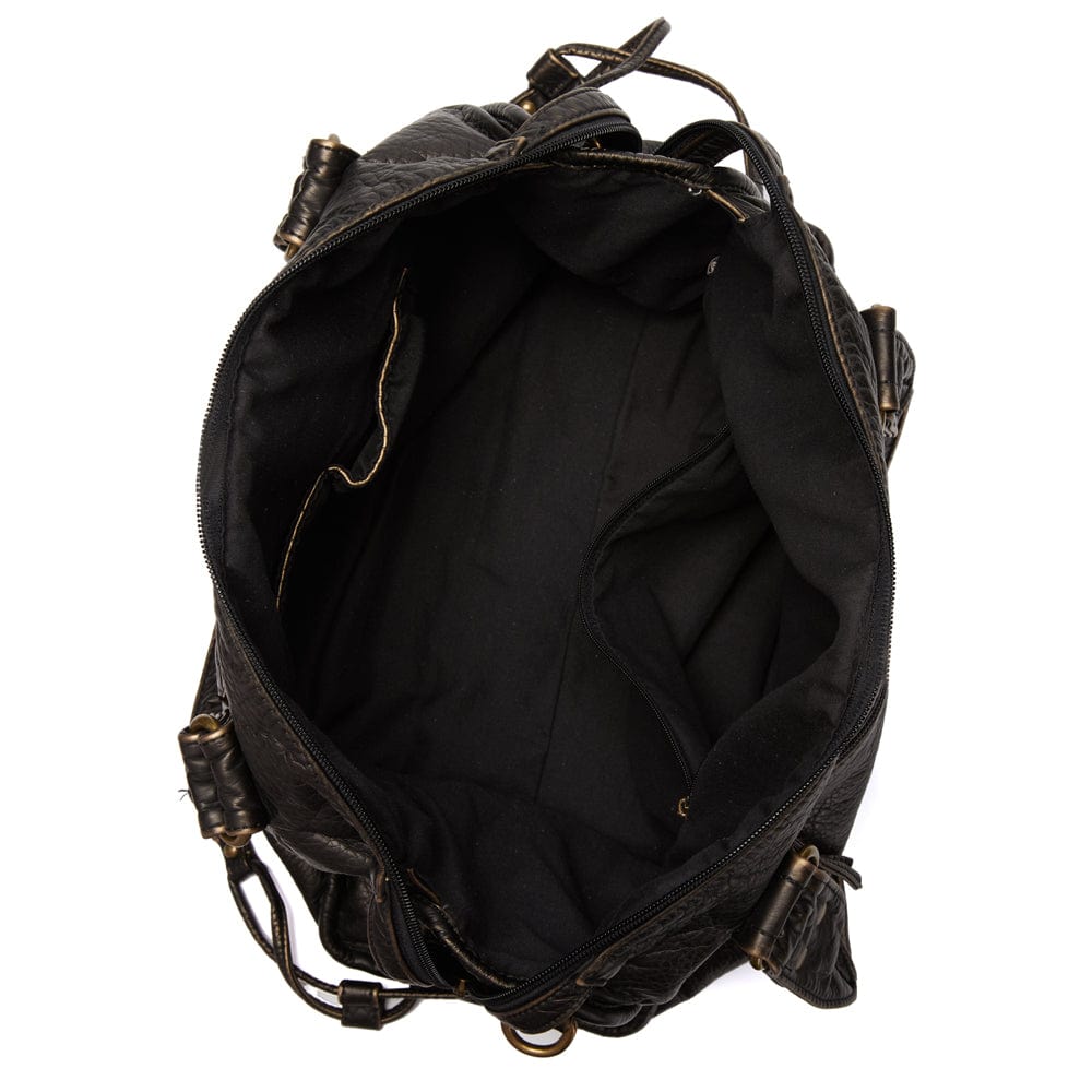 Elegante vintage zwarte leren handtas