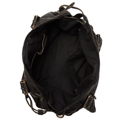 Elegante vintage zwarte leren handtas