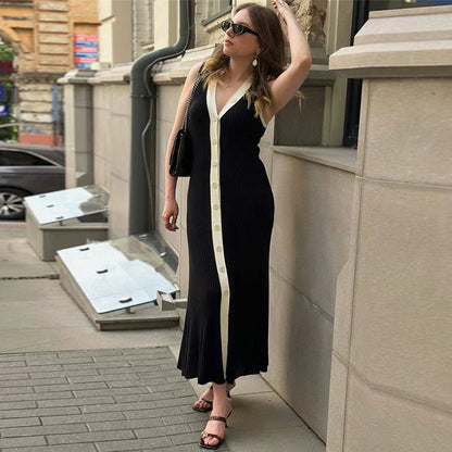 Ines | Mouwloze jurk met V-hals