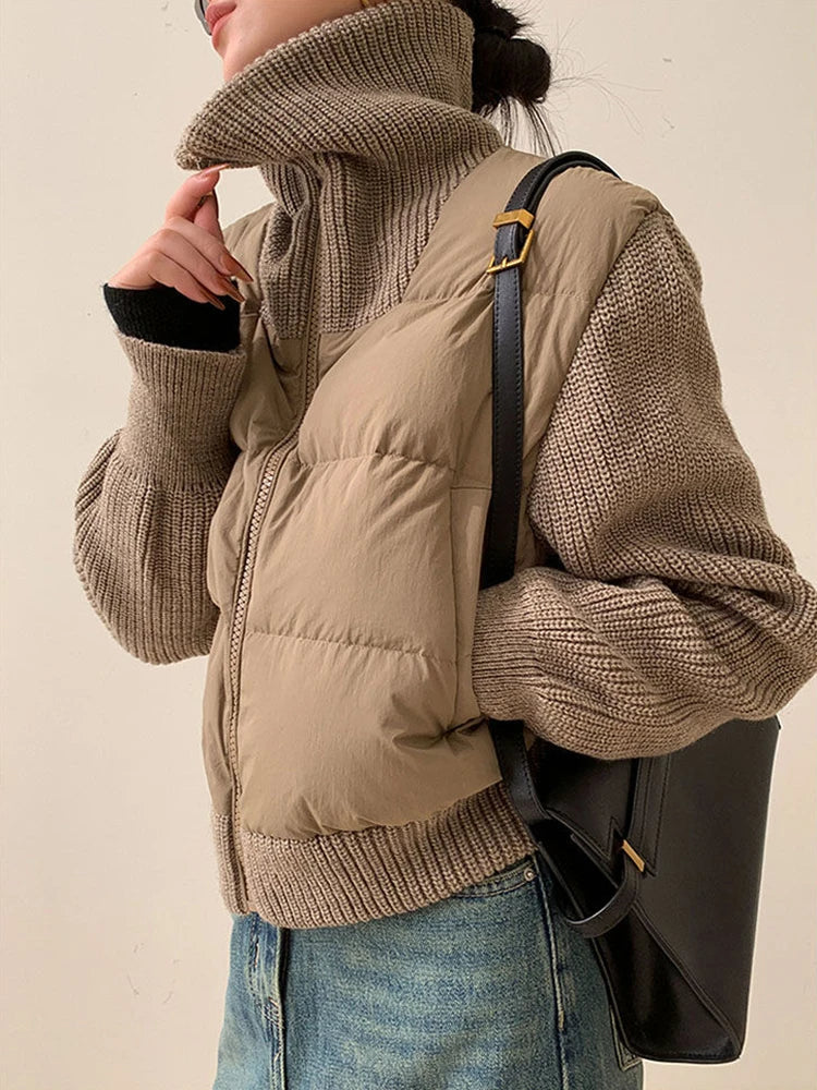 Gebreid patchwork-pufferjack