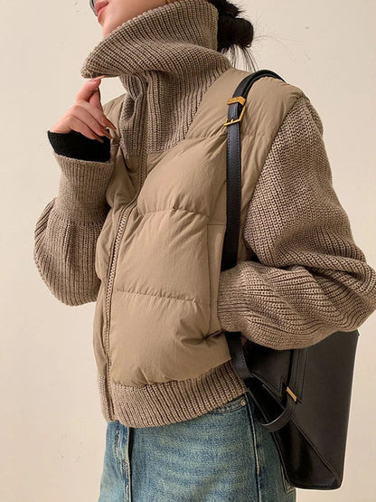 Gebreid patchwork-pufferjack