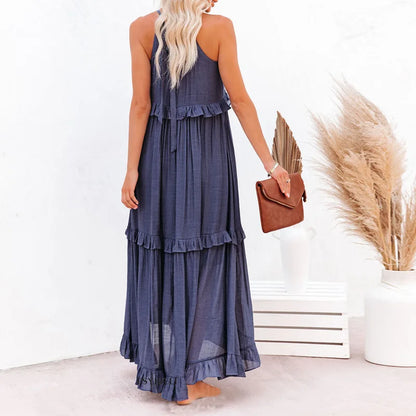 Delilah - Elegante Halterneck Jurk met Ruches