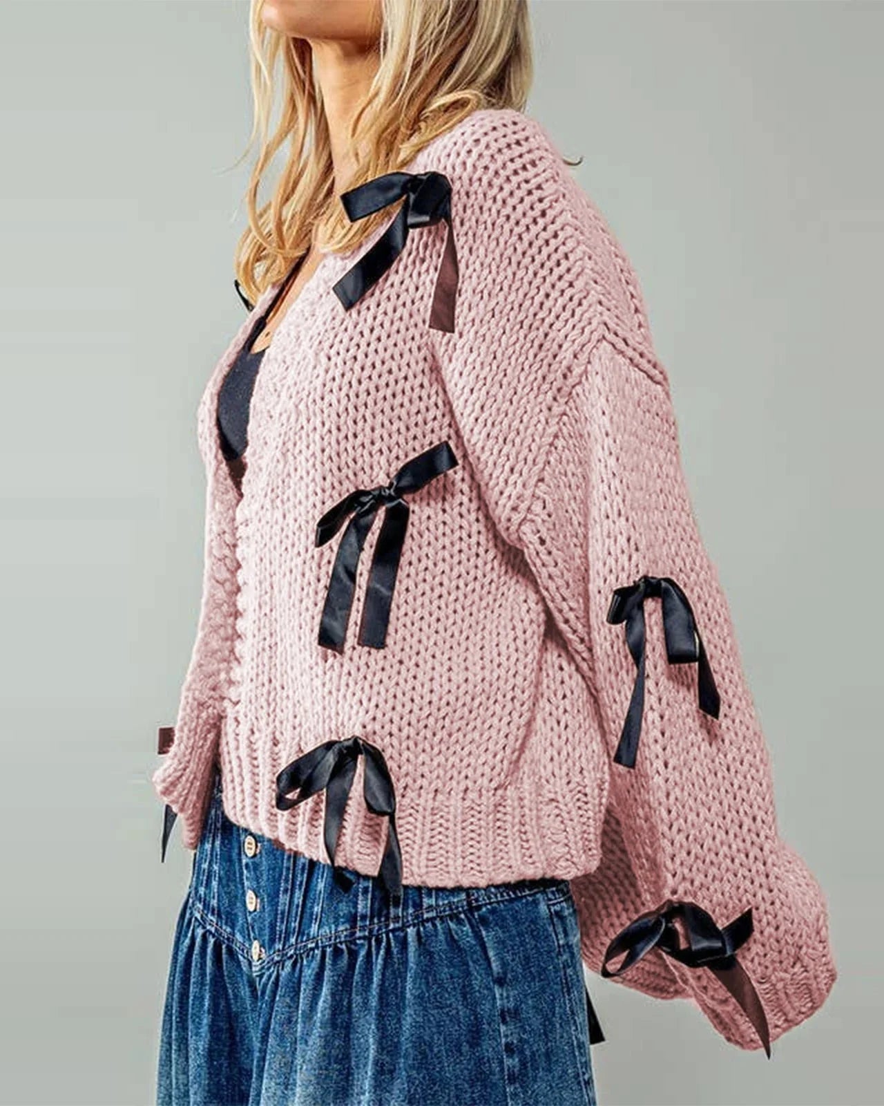 Sasha Schleifen-Strickjacke