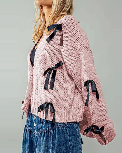 Sasha Schleifen-Strickjacke
