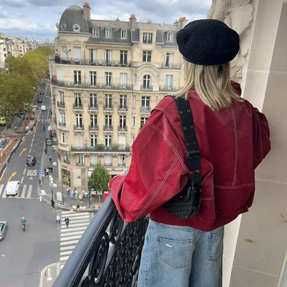 Brigitte - Trendy rode leren jas