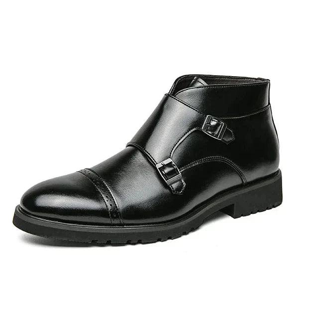 Parker | Imitation Leather Ankle Boots with Double Monk Strap