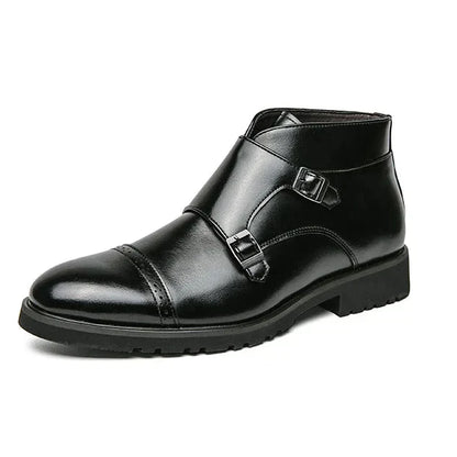 Parker | Imitation Leather Ankle Boots with Double Monk Strap