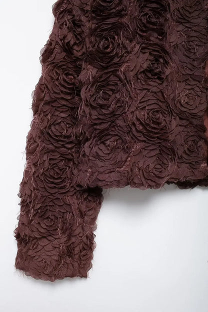 Strukturierte O-Neck-Jacke