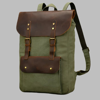 Echte lederen en canvas rugzak | Vintage College Laptop Rugzak
