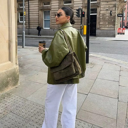 Ambreline - Oversized leren jas