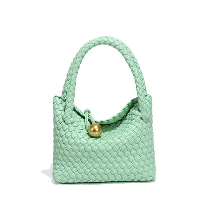 ASTRID™ | ELEGANT VÆVET LÆDERTASKE MED GULDDETALJE