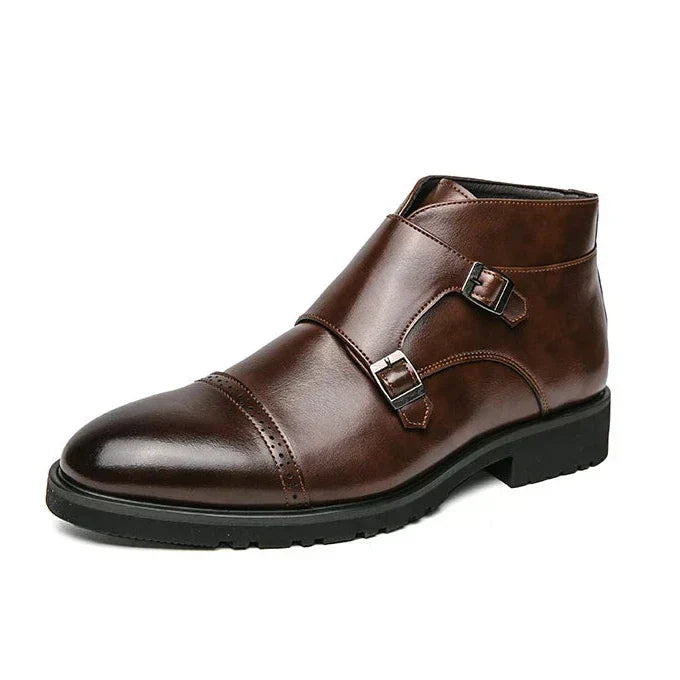 Parker | Imitation Leather Ankle Boots with Double Monk Strap