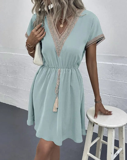 Josephine - Chique Boho-jurk met V-hals en flatterende tailleriem