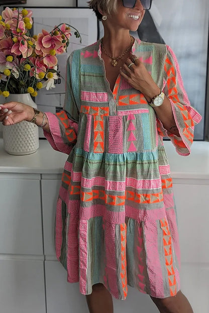 Pauline™ – Boho Tiered Swing Midi Dress