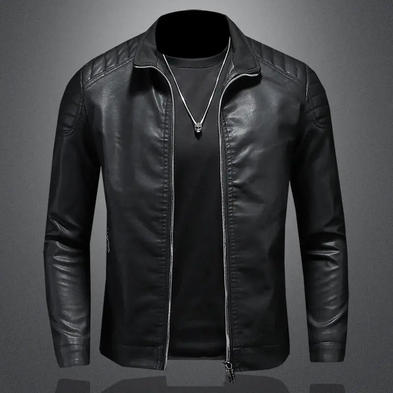 Storm™ Edge – Blauwe PU-leren jas met moderne schouderdetails