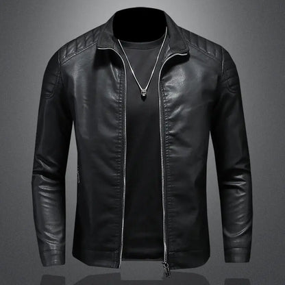 Storm™ Edge – Blauwe PU-leren jas met moderne schouderdetails