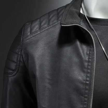 Storm™ Edge – Blauwe PU-leren jas met moderne schouderdetails