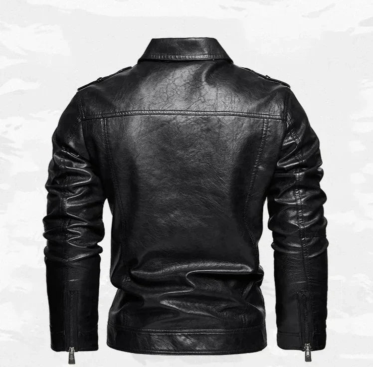 Frederik™ Raw – Braune Lederjacke mit Vintage-Struktur und breiten Schultern