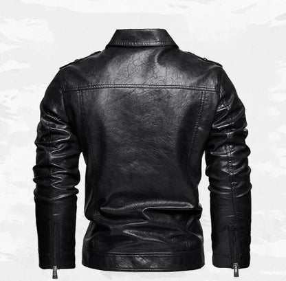 Frederik™ Raw – Braune Lederjacke mit Vintage-Struktur und breiten Schultern