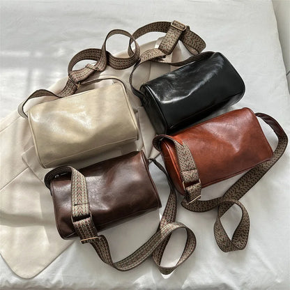 Trine™ | Vintage Leren Crossbodytas met Gevlochten Verstelbare Band