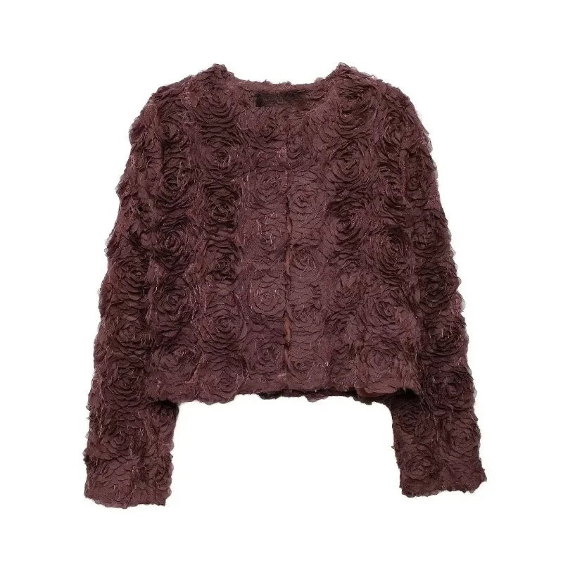 Strukturierte O-Neck-Jacke