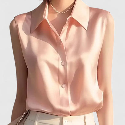 Lindy™ Sleek Minimalist Blouse – Sleeveless Elegance for Everyday Wear
