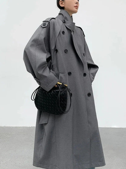Gema Oversized Kakikleurige Trenchcoat