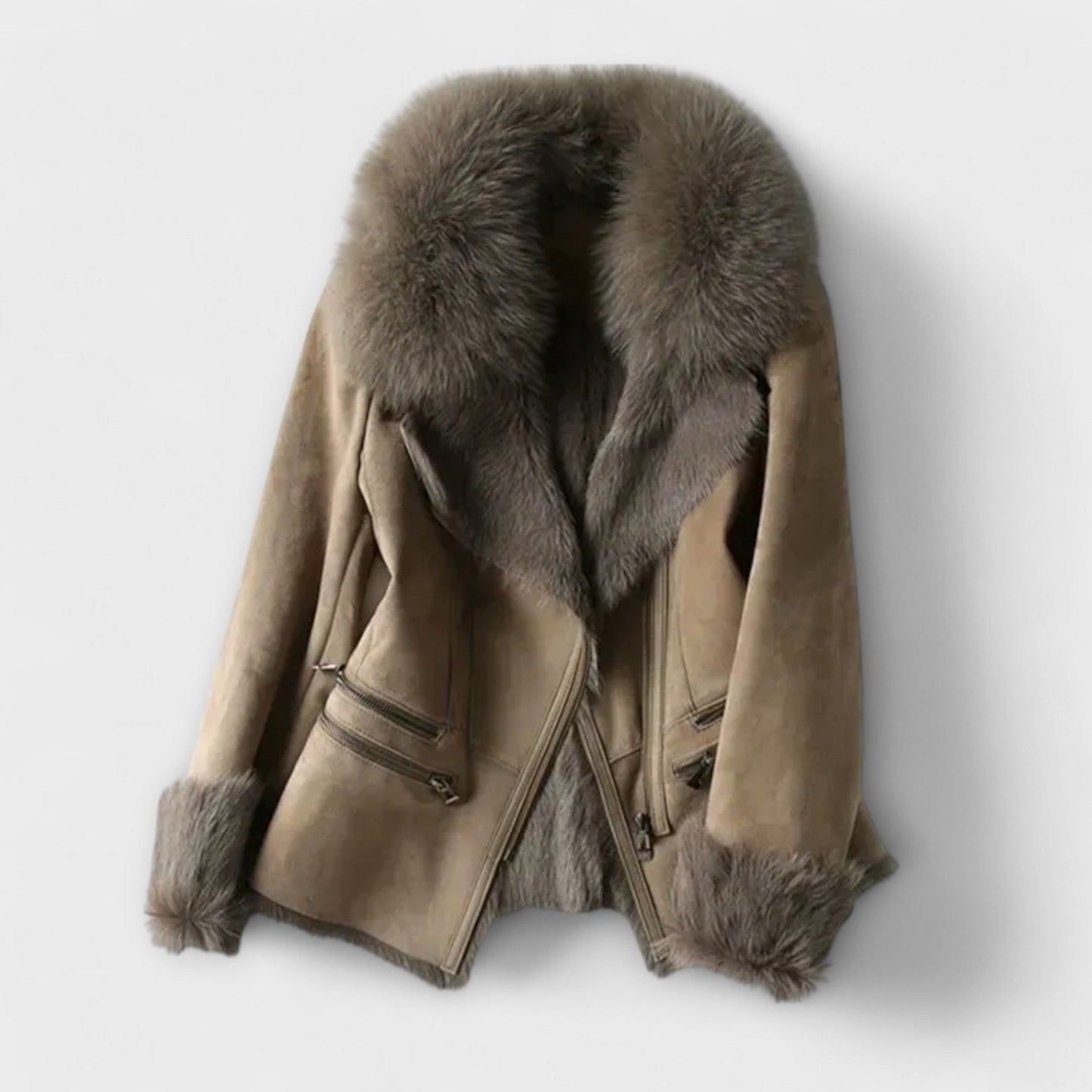 Lammfelljacke mit Pelzkragen