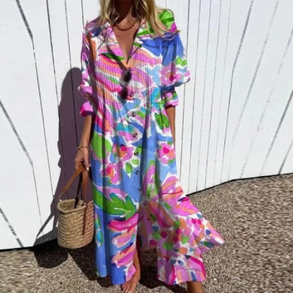 Caitlyn - Bohemian Maxi Jurk met Puffmouwen