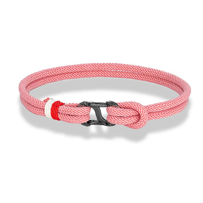 Aegir Nautische Touw Armband – Dubbele Draad Surfer Stijl met Zwarte Roestvrijstalen Karabijnhaaksluiting, Strak en Duurzaam Ontwerp voor Heren