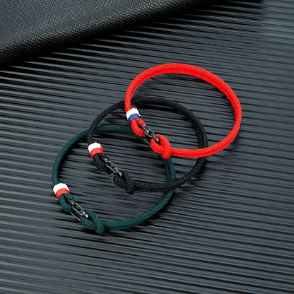 Aegir Nautische Touw Armband – Dubbele Draad Surfer Stijl met Zwarte Roestvrijstalen Karabijnhaaksluiting, Strak en Duurzaam Ontwerp voor Heren