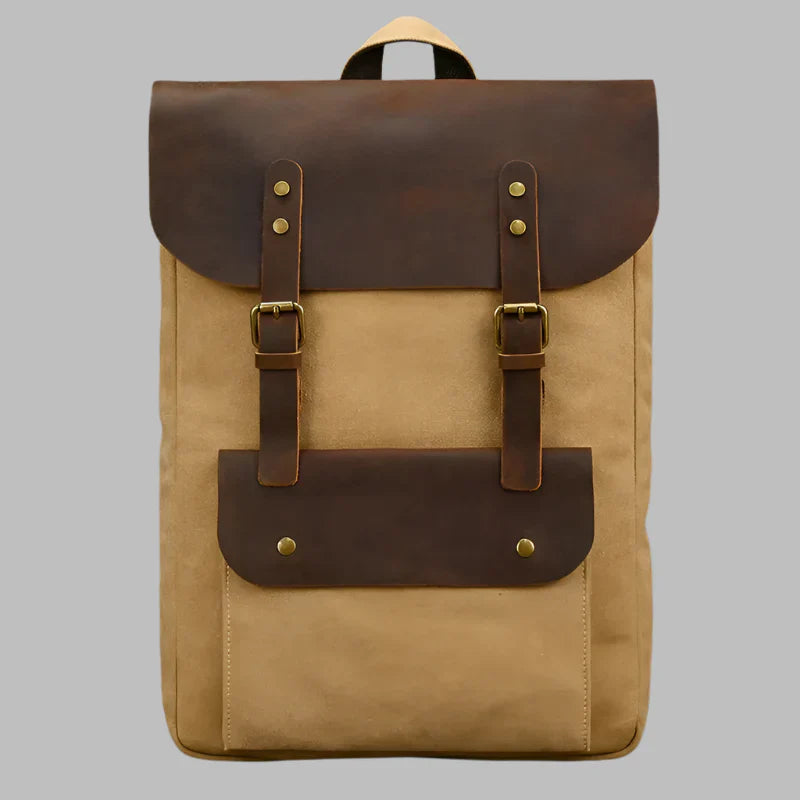 Echte lederen en canvas rugzak | Vintage College Laptop Rugzak