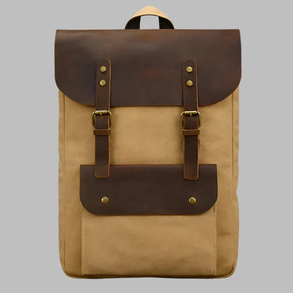 Echte lederen en canvas rugzak | Vintage College Laptop Rugzak