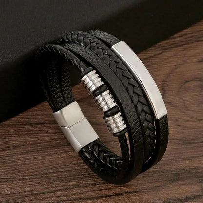 Gramado Klassiek Gevlochten Lederen Armband - Meerlaags Modeaccessoire voor Heren