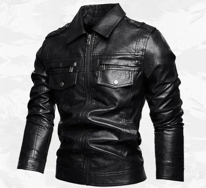 Frederik™ Raw – Braune Lederjacke mit Vintage-Struktur und breiten Schultern