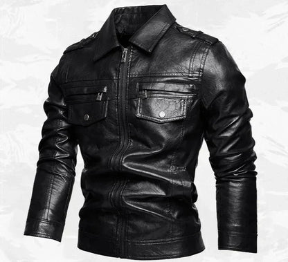 Frederik™ Raw – Braune Lederjacke mit Vintage-Struktur und breiten Schultern