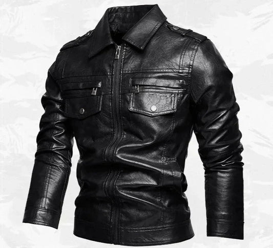 Frederik™ Raw – Braune Lederjacke mit Vintage-Struktur und breiten Schultern