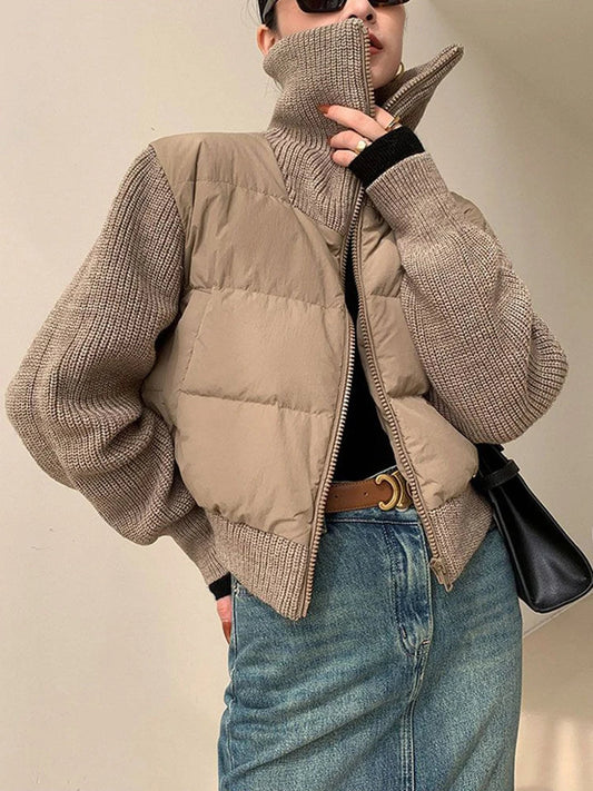 Gebreid patchwork-pufferjack