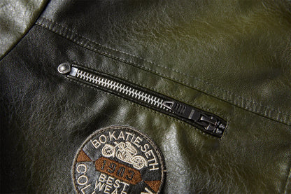 Tobias™ Rust – Rødbrun motorcykeljakke med patch-detaljer