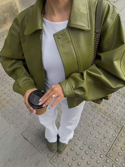 Ambreline - Oversized leren jas