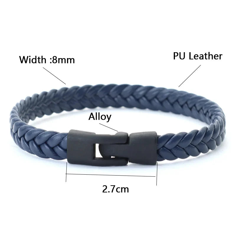 Elysian gevlochten lederen armband - roestvrijstalen gesp & meerlaagse wikkel voor heren