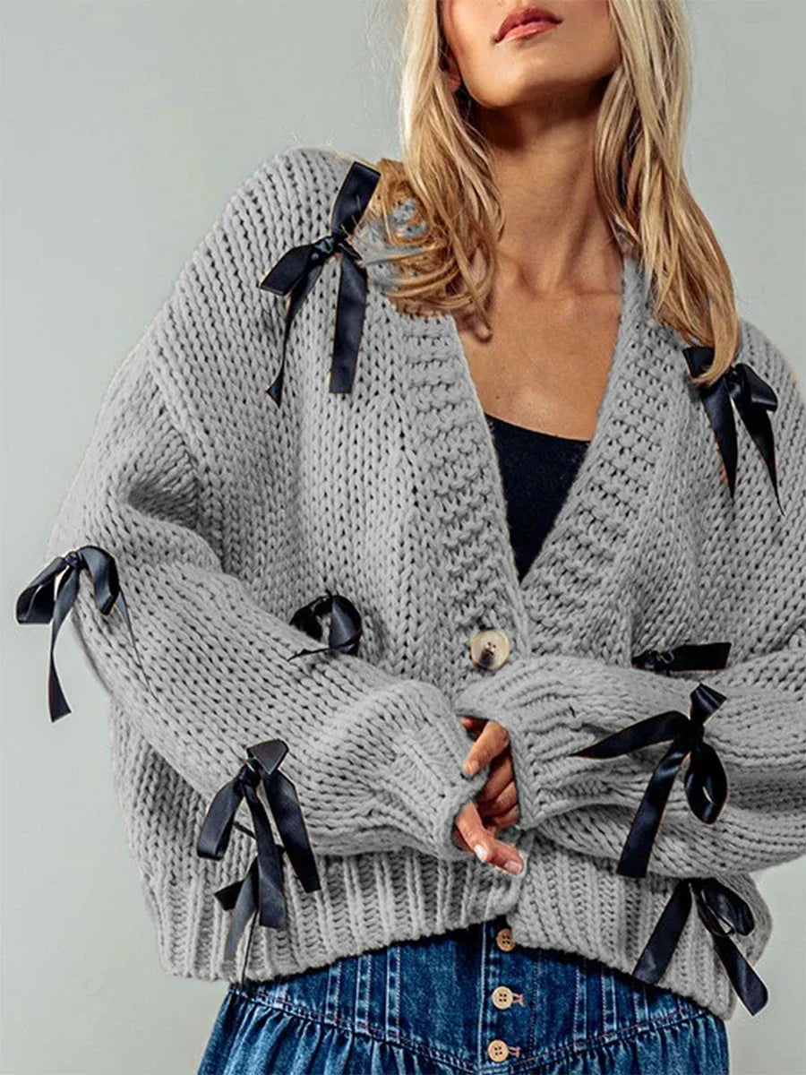 Sasha Schleifen-Strickjacke