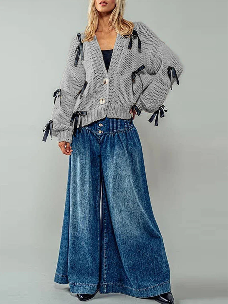 Sasha Schleifen-Strickjacke
