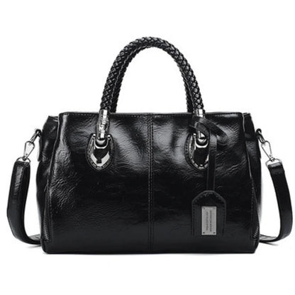 Pia™ | Elegante Ledertasche mit Geflochtenen Henkeln