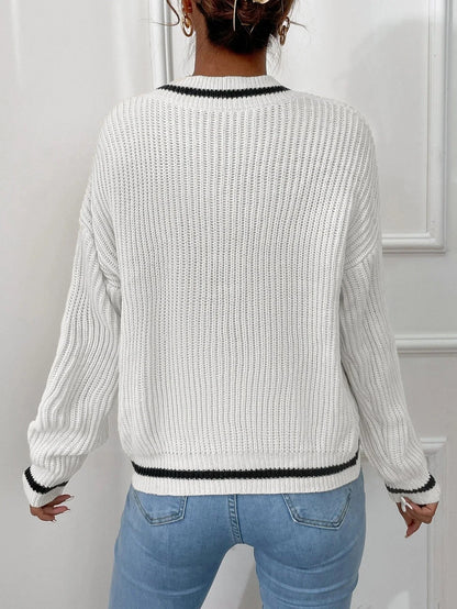Marina | Gestreifter Waffelstrick-Pullover