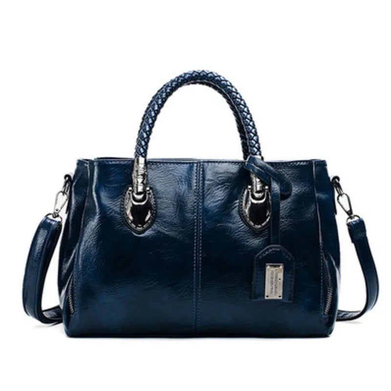 Pia™ | Elegante Ledertasche mit Geflochtenen Henkeln