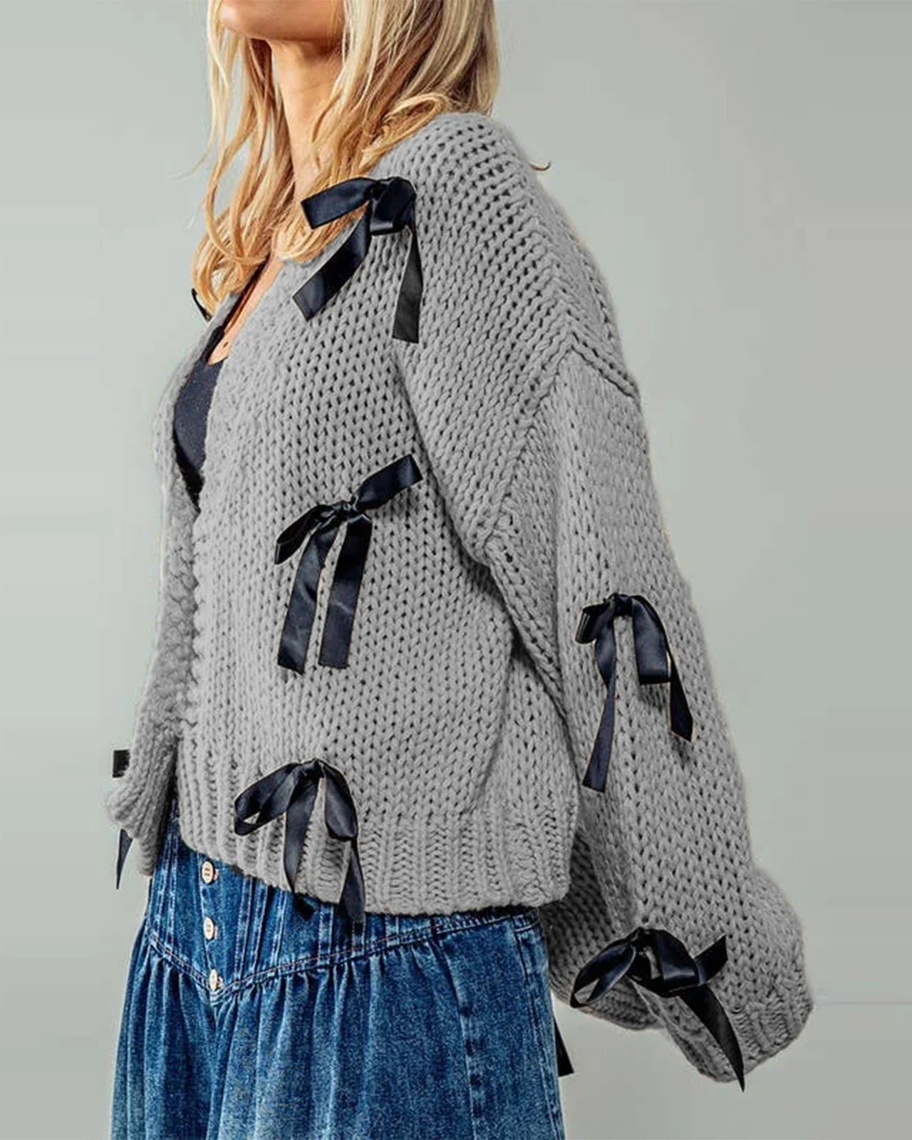 Sasha Schleifen-Strickjacke